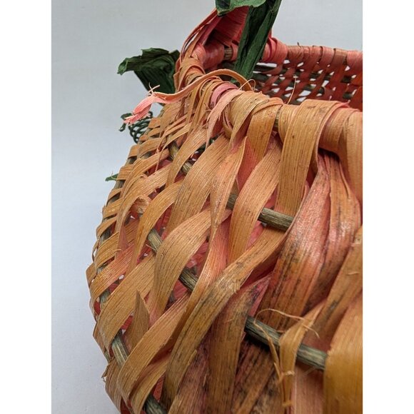 Basket Buttocks lightweight colorful woven w/ faux leaf vine Primitive Farmhouse - Picture 6 of 16